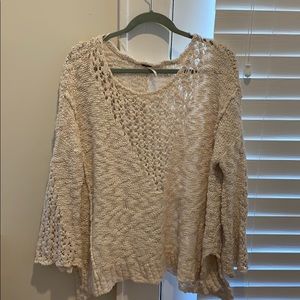 Free People Cream Sweater w/Bell Sleeves